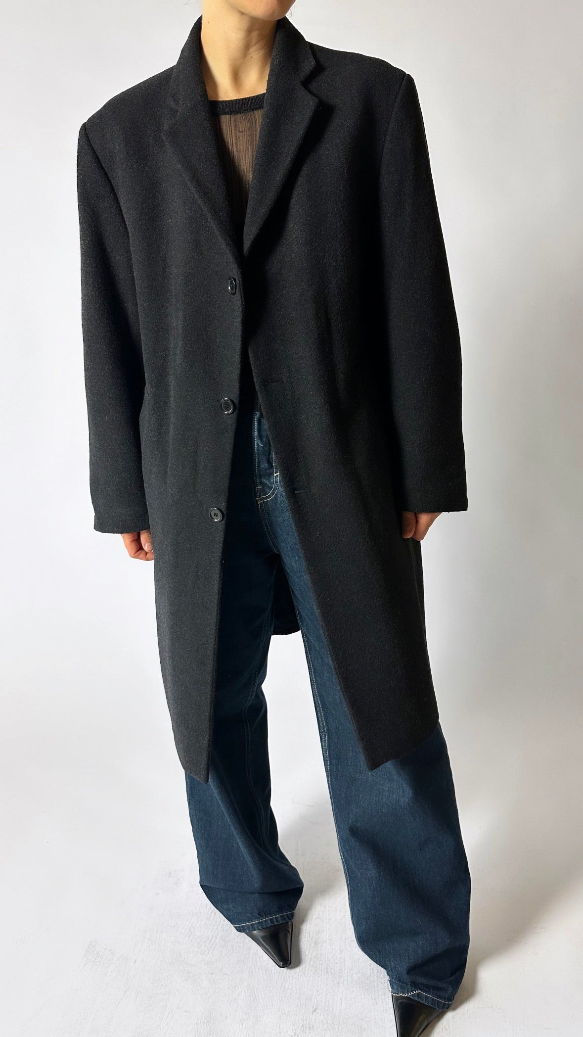 Oversized wool coat | Dark grey