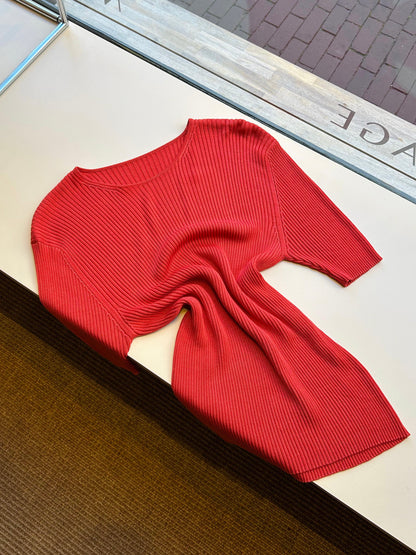 Silk rib top | Soft red