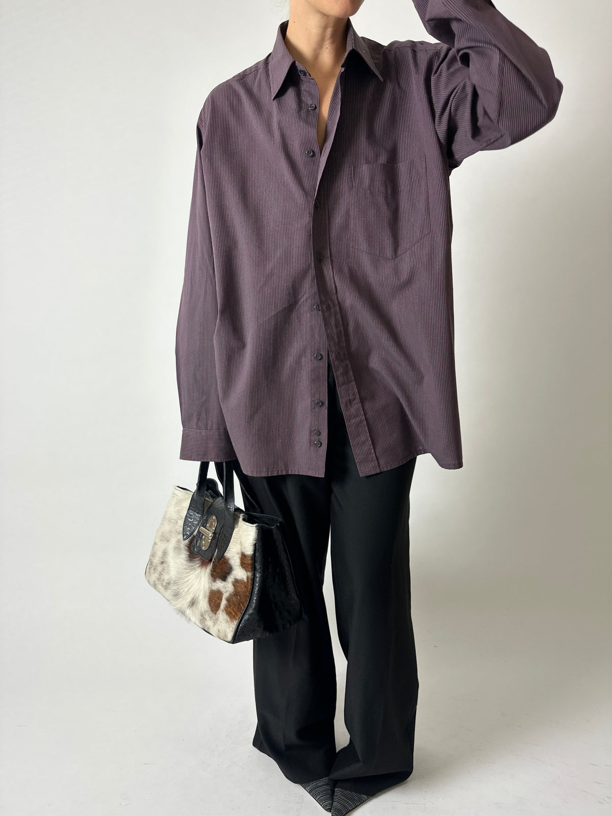 Relaxed fit striped shirt | Bordeaux / grey