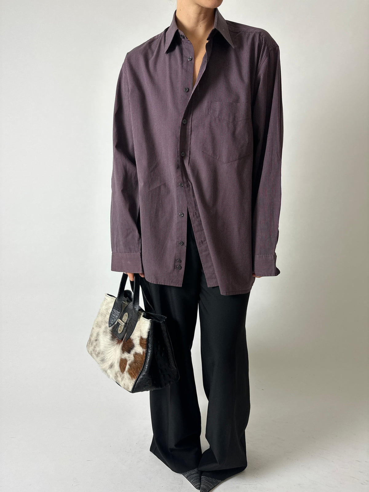Relaxed fit striped shirt | Bordeaux / grey
