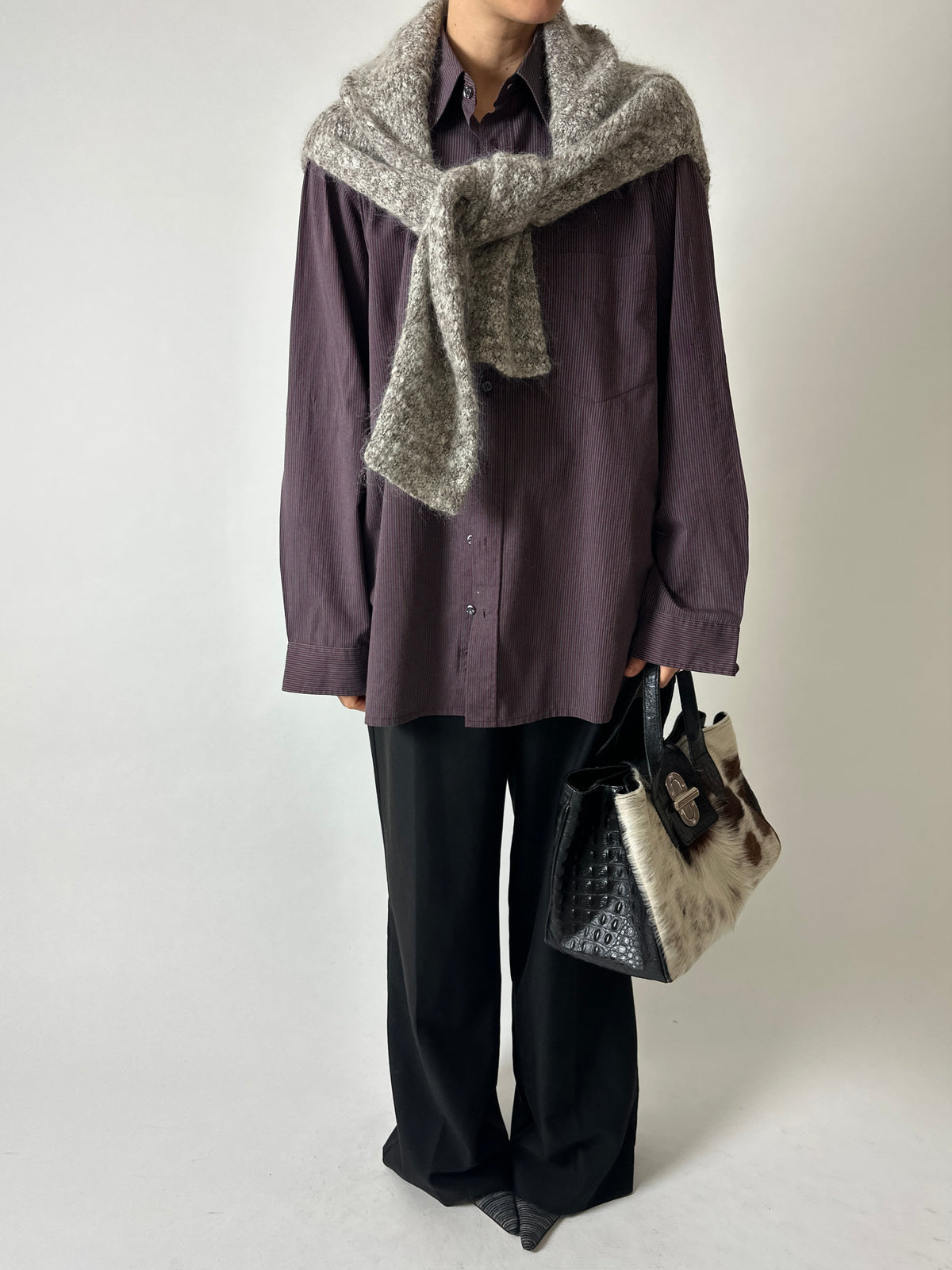 Relaxed fit striped shirt | Bordeaux / grey