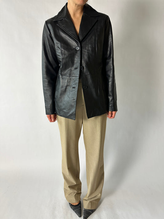 Minimal leather jacket | Black