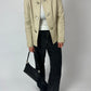 Leather fitted jacket | Stone