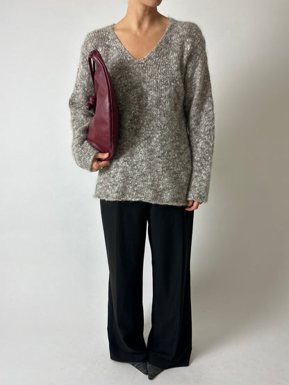 Wool blend sweater | Grey beige