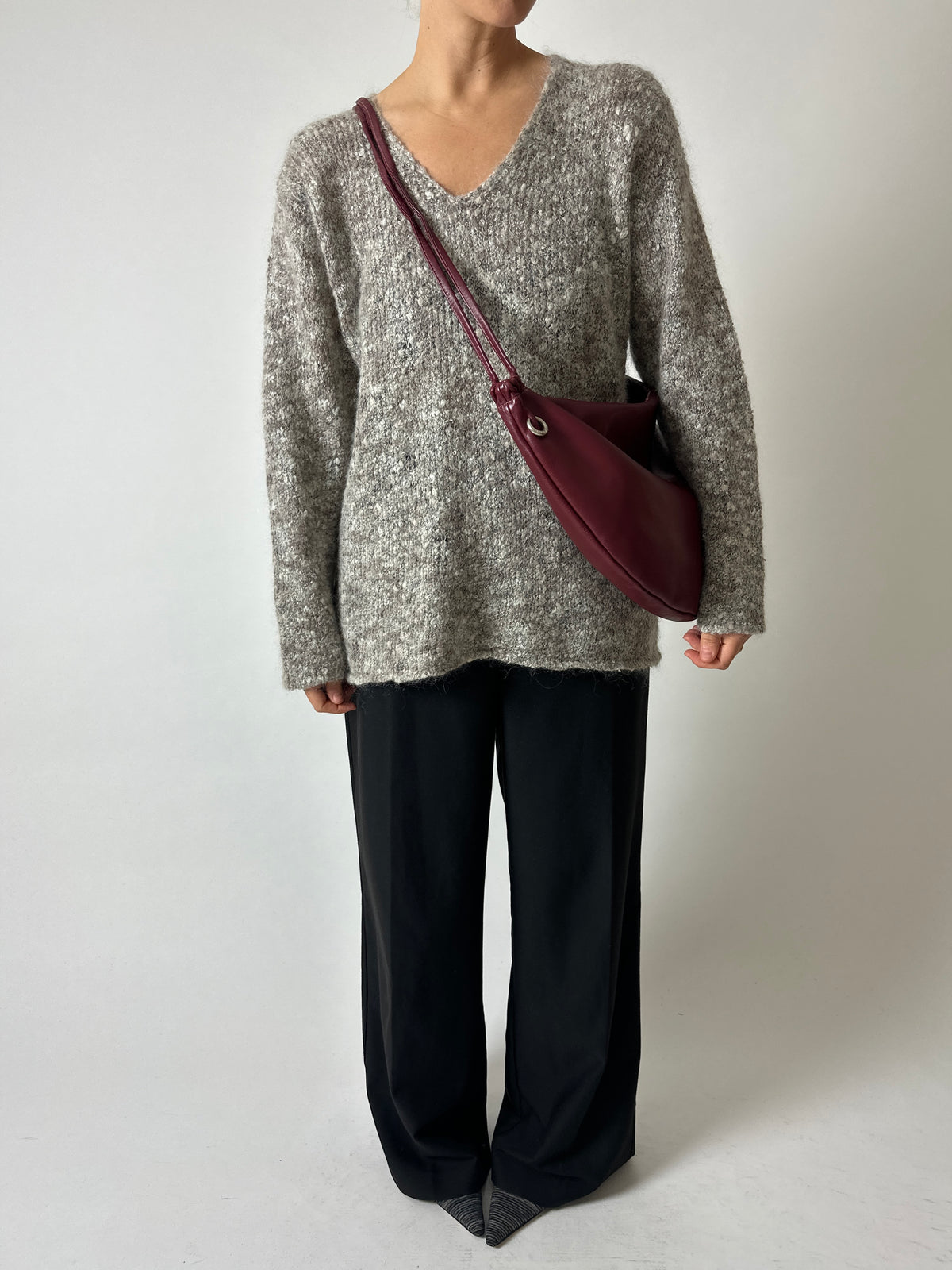 Leather shoulder / crossbody bag | Bordeaux red