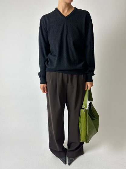 Wool v-neck jumper | Dark grey