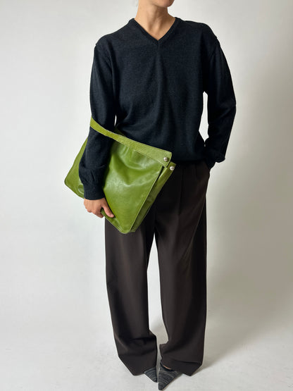 Wool v-neck jumper | Dark grey