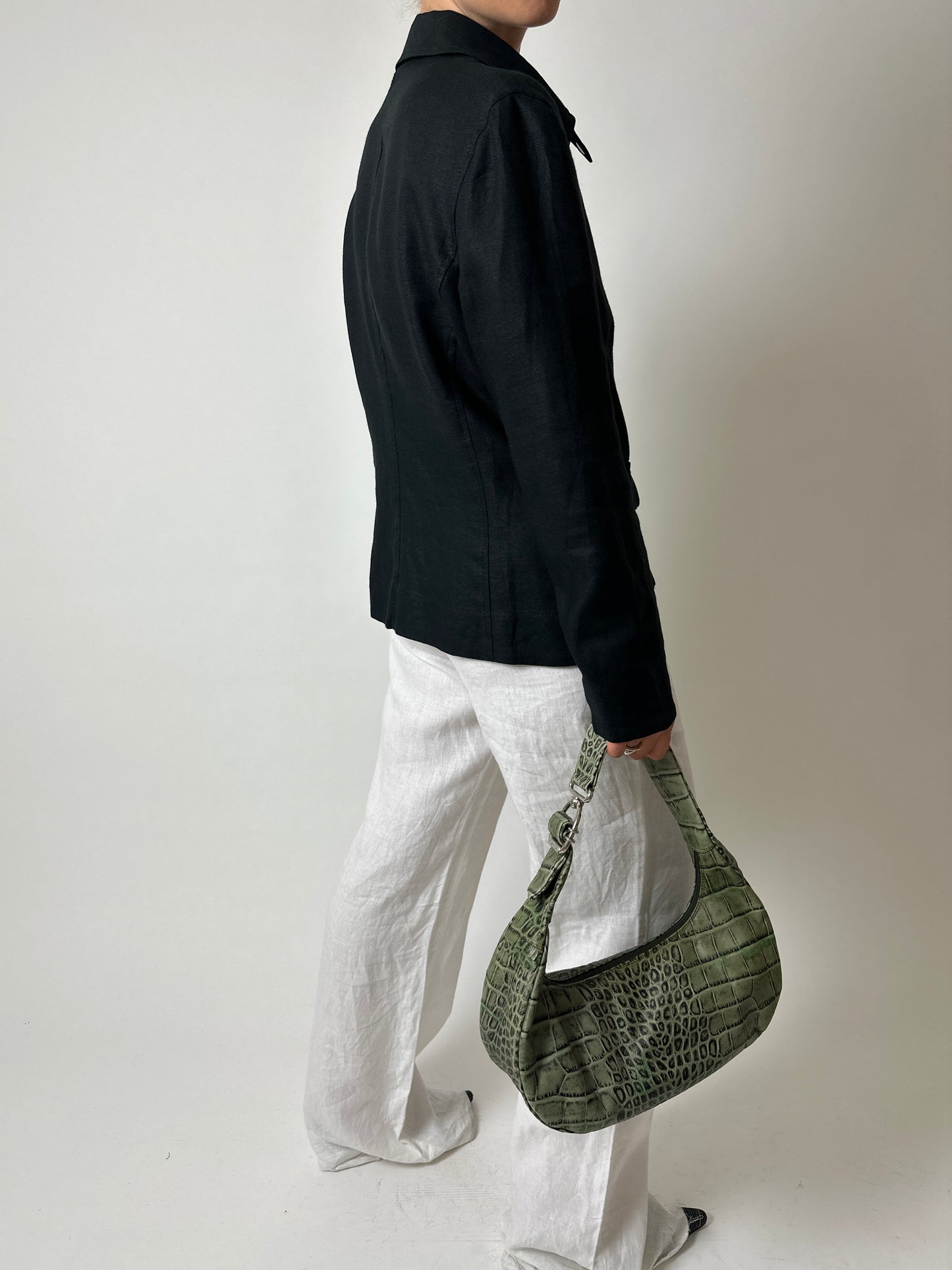 Linen zip jacket | Black