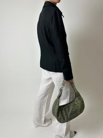 Linen zip jacket | Black