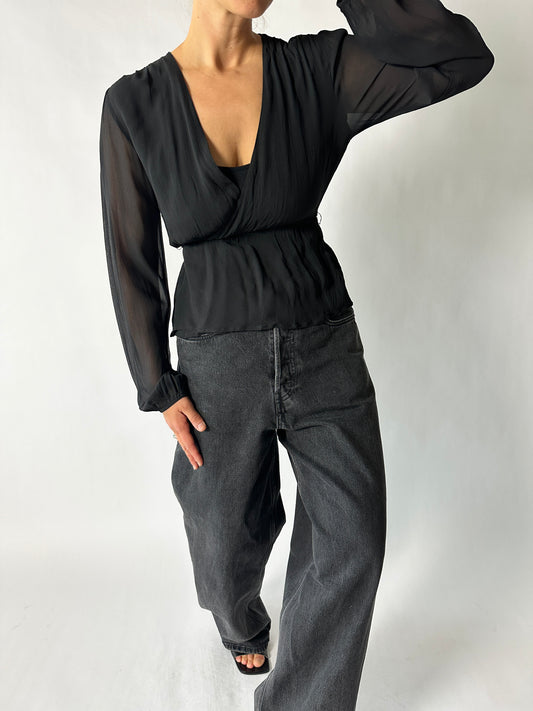Sheer wrap top | Black