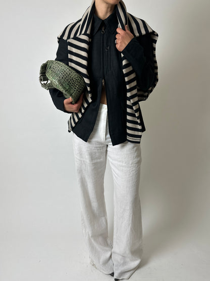 Linen zip jacket | Black