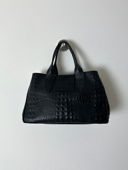 Cowhide & Croc-Embossed Leather Bag