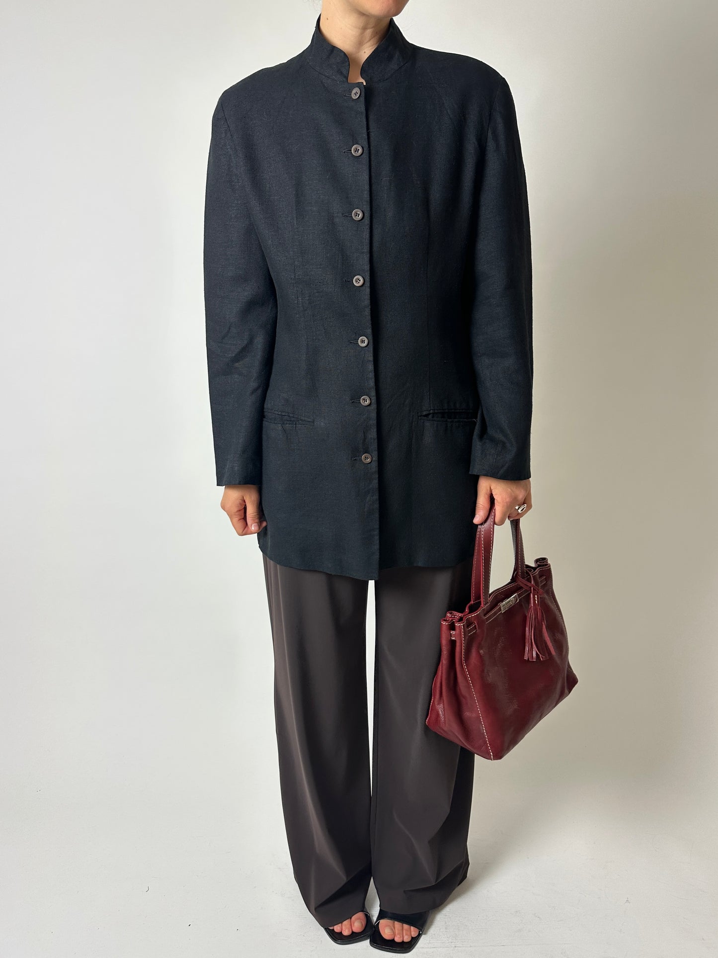 Stand-up collar blazer | Black