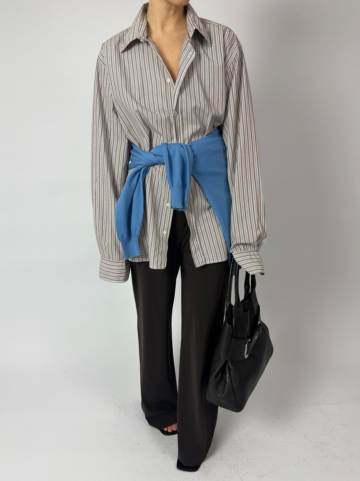 Oversized striped shirt | Off white / Beige