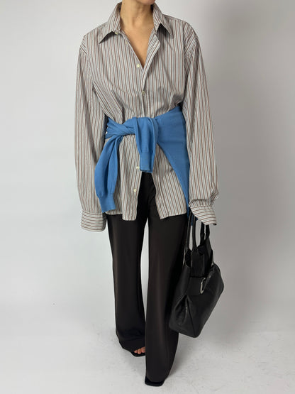 Oversized striped shirt | Off white / Beige
