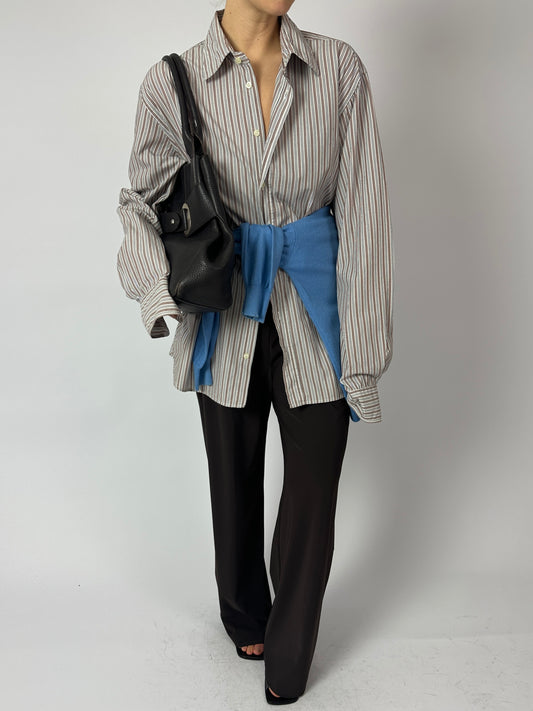 Oversized striped shirt | Off white / Beige