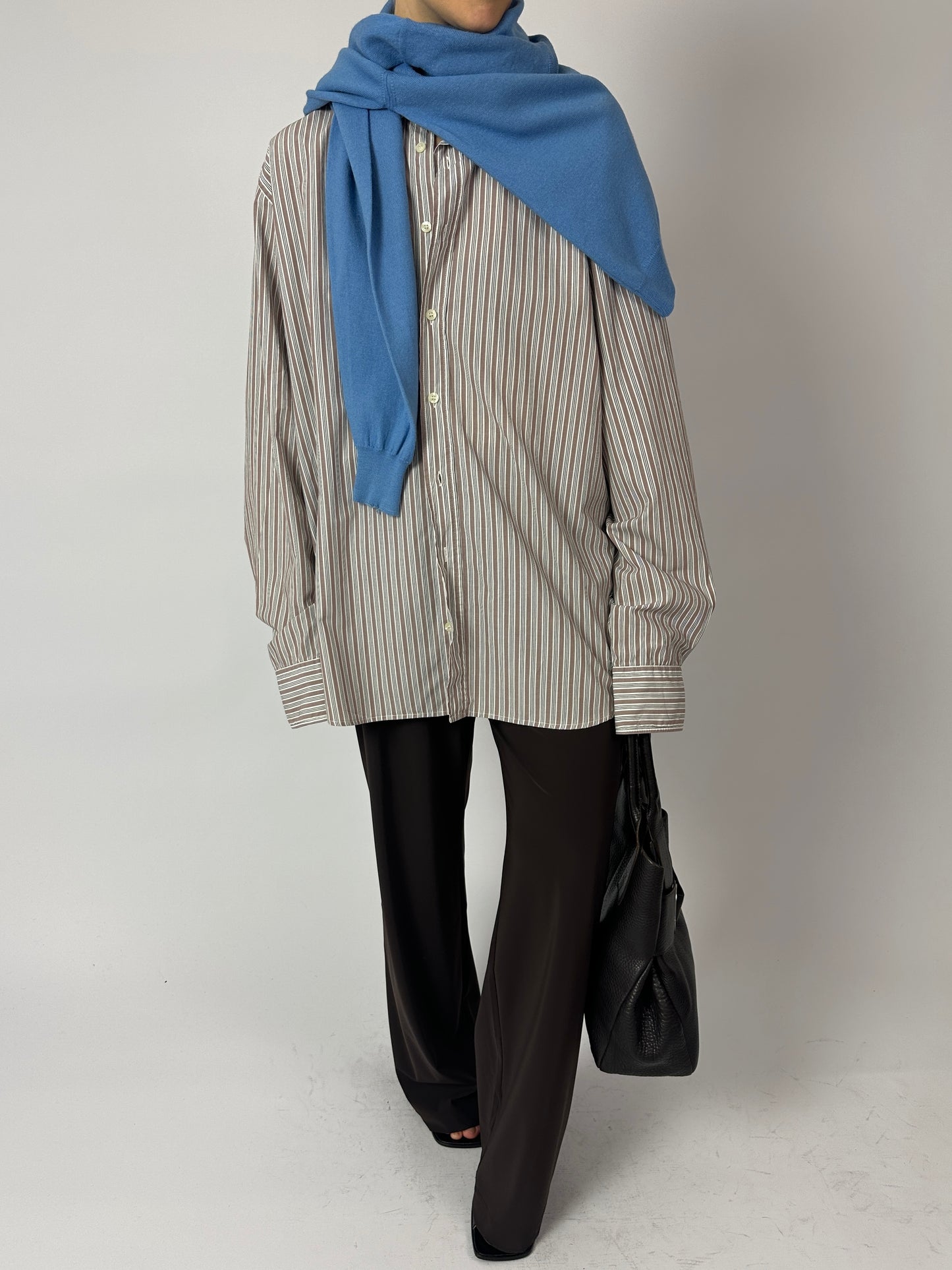Oversized striped shirt | Off white / Beige