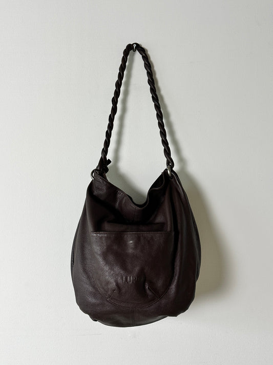 Leather tote bag | Dark brown