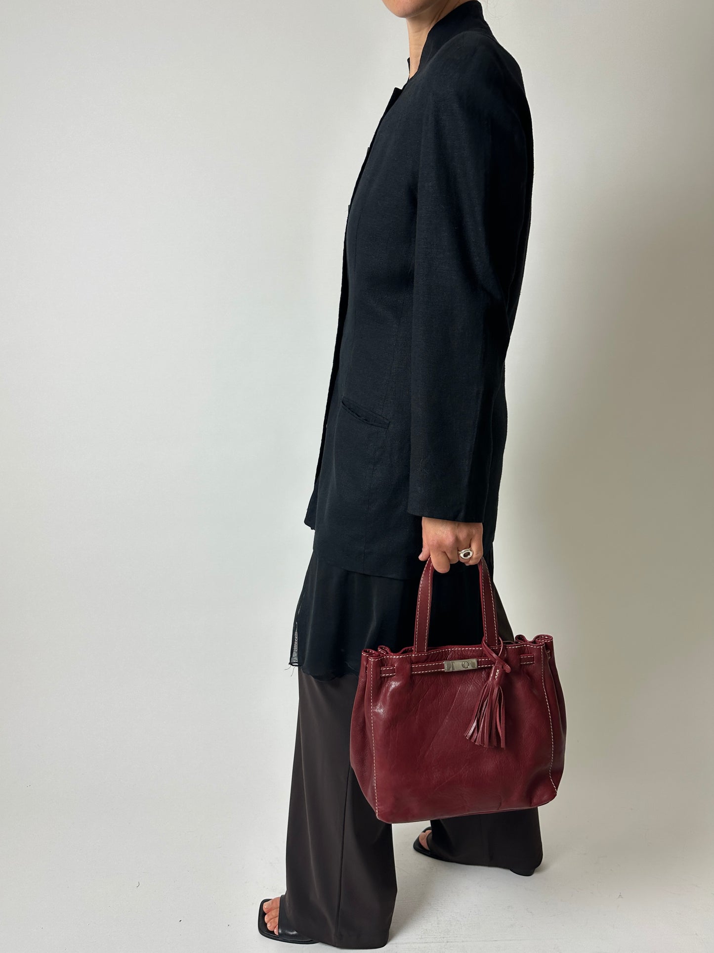 Stand-up collar blazer | Black