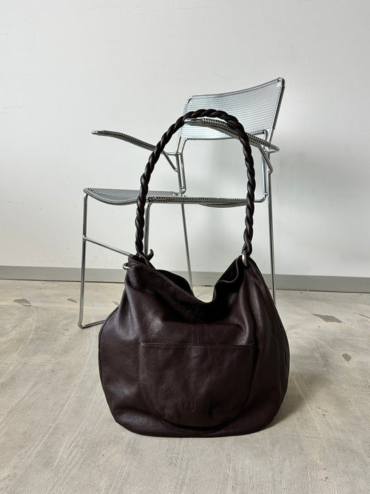 Leather tote bag | Dark brown
