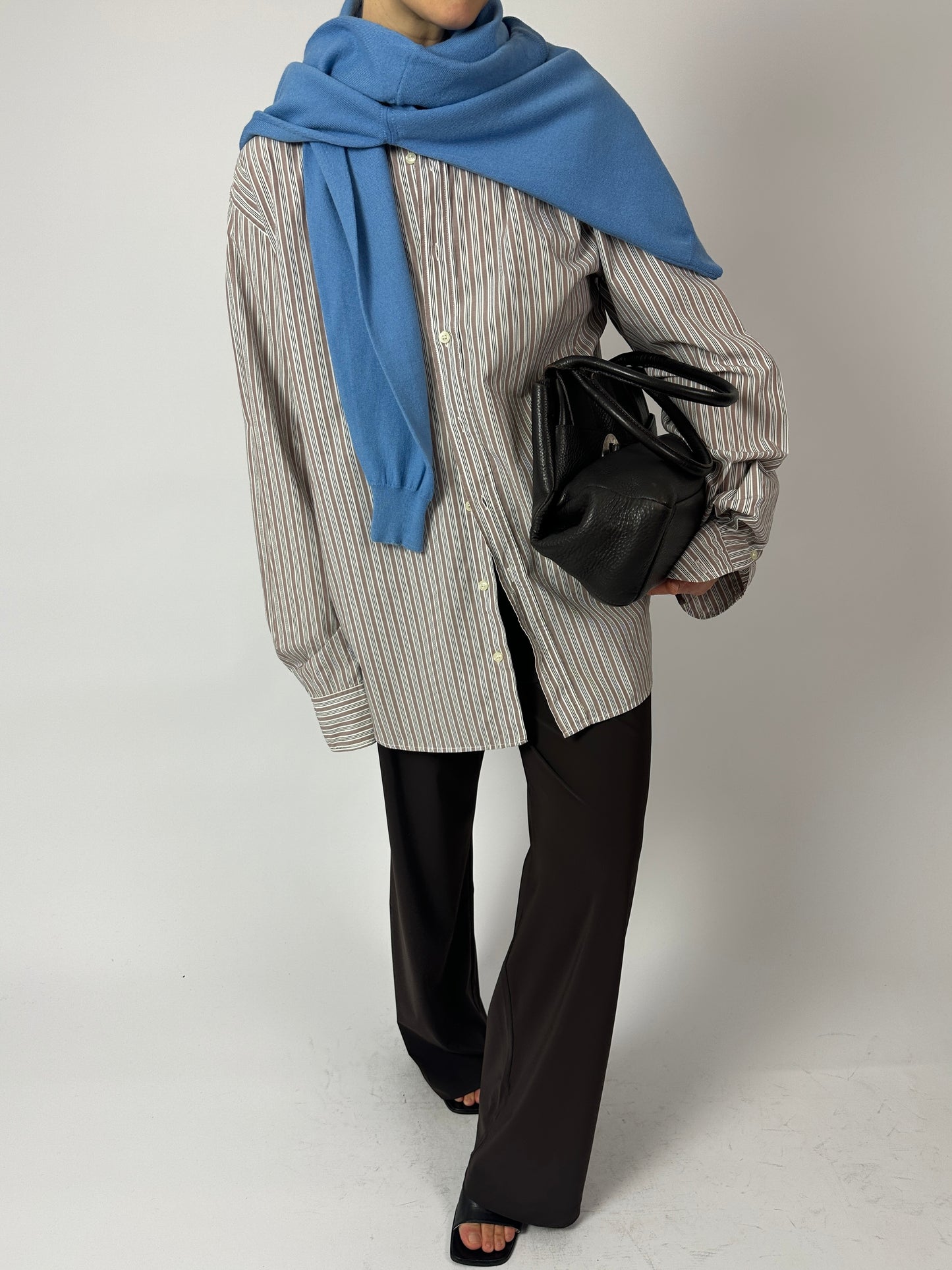 Oversized striped shirt | Off white / Beige