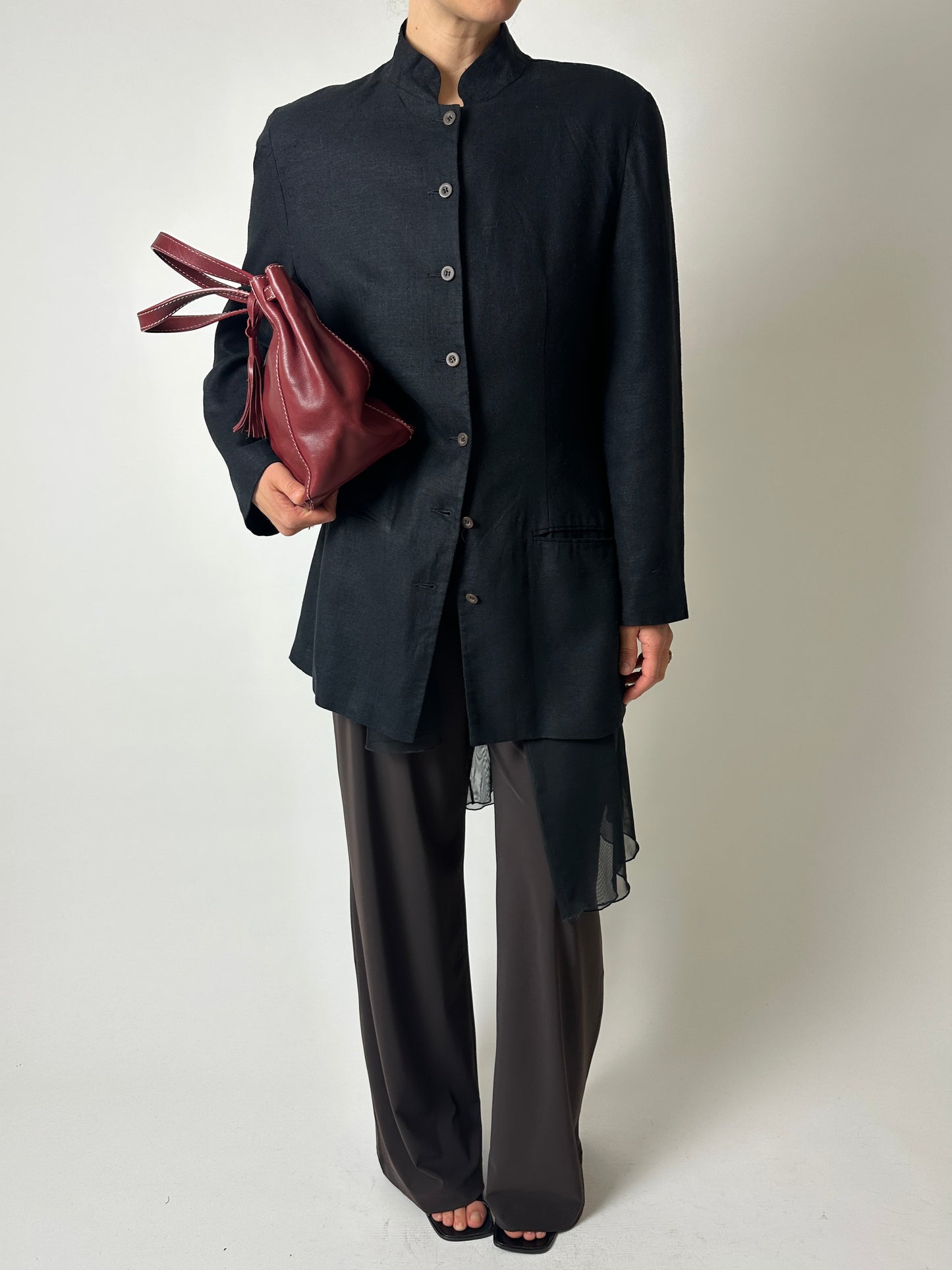 Stand-up collar blazer | Black