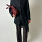 Stand-up collar blazer | Black