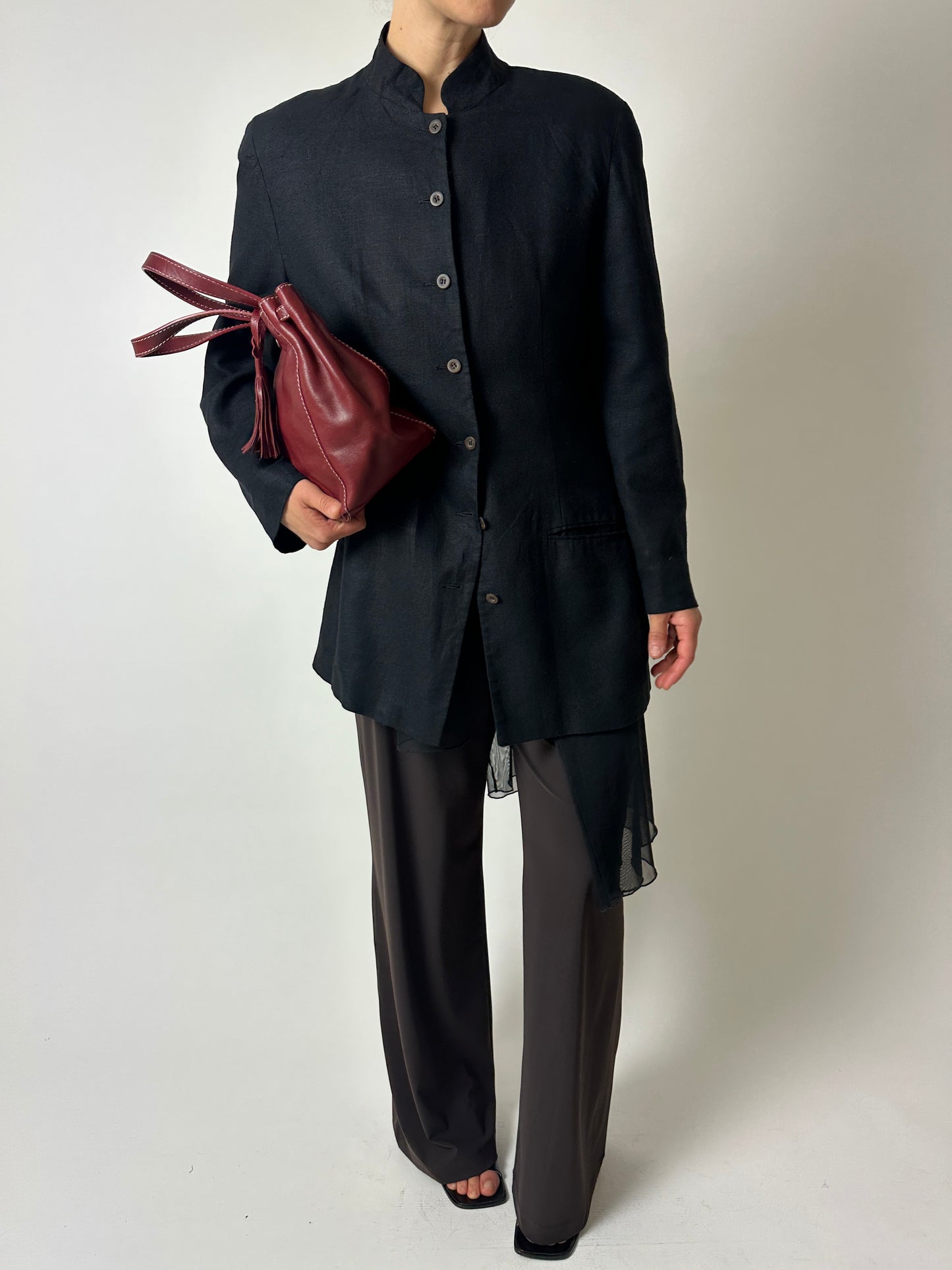 Stand-up collar blazer | Black