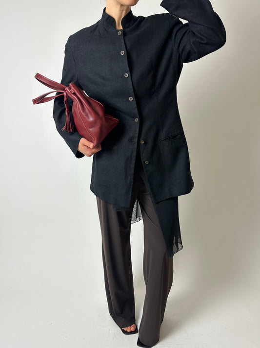Stand-up collar blazer | Black
