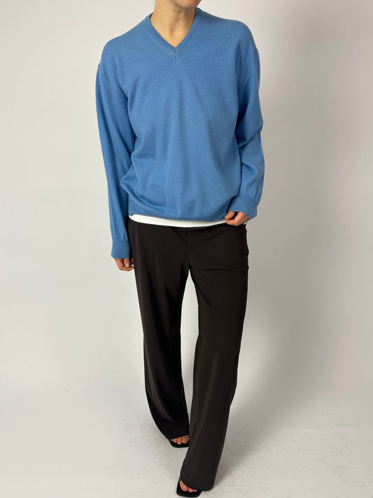 Wool blend v-neck sweater | Light Blue