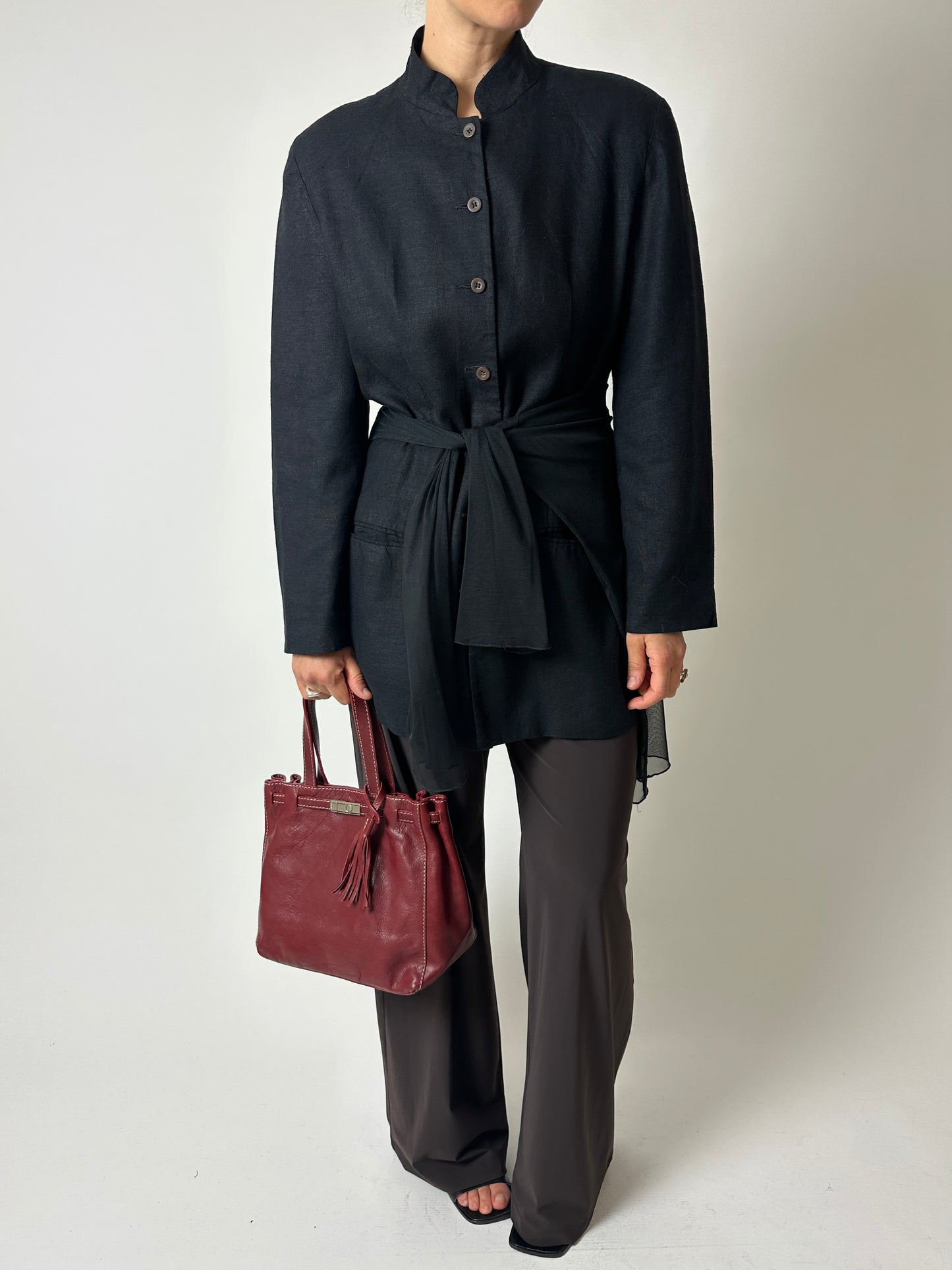 Stand-up collar blazer | Black