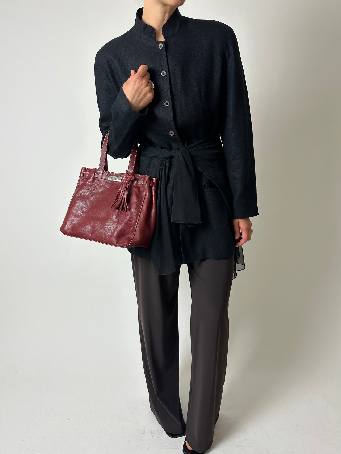 Stand-up collar blazer | Black