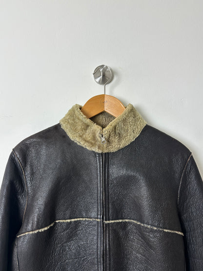 Fitted shearling jacket | Dark brown