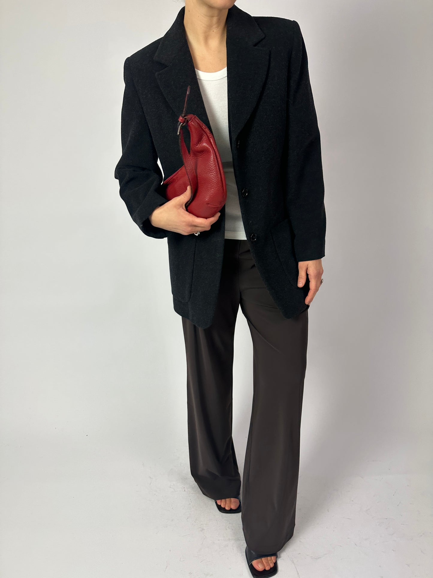 Fleece wool blazer jacket | Black