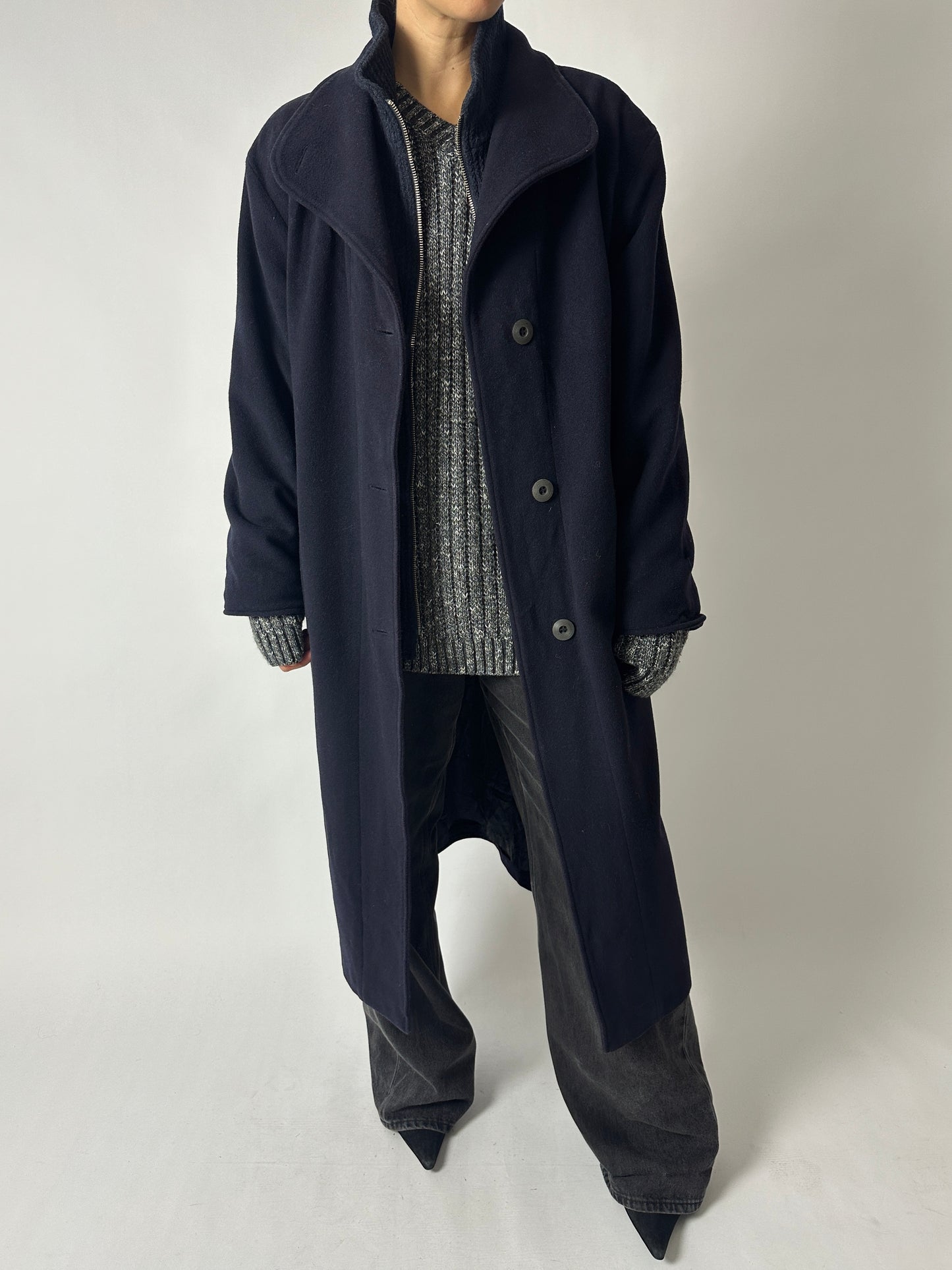Long wool coat | Dark blue