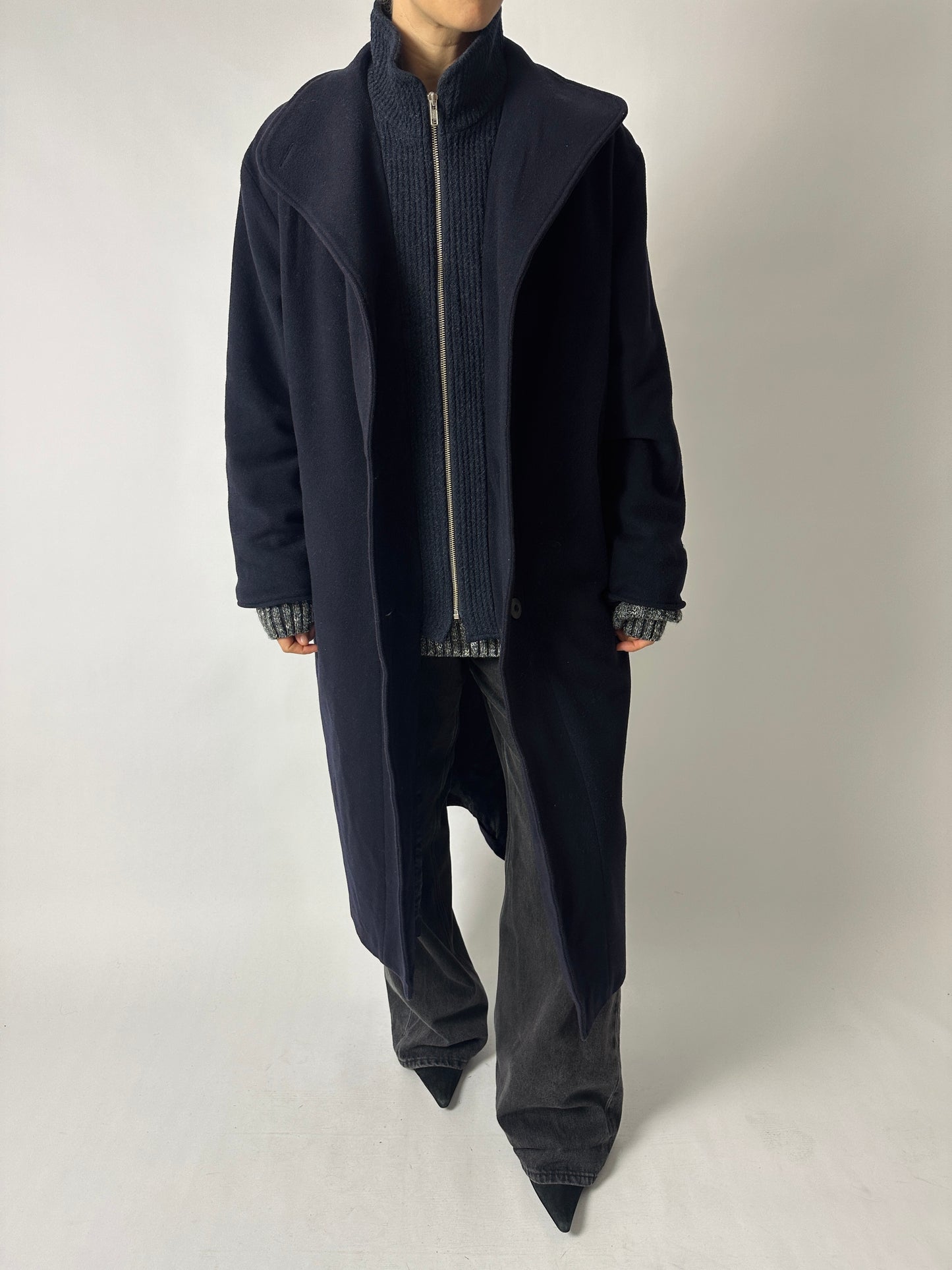 Long wool coat | Dark blue