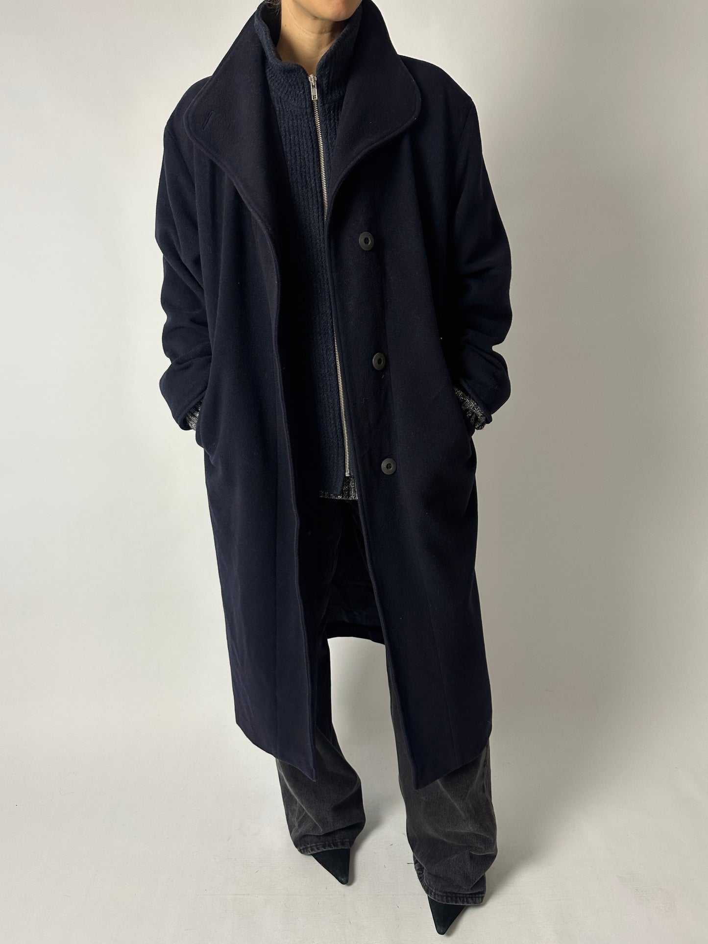 Long wool coat | Dark blue