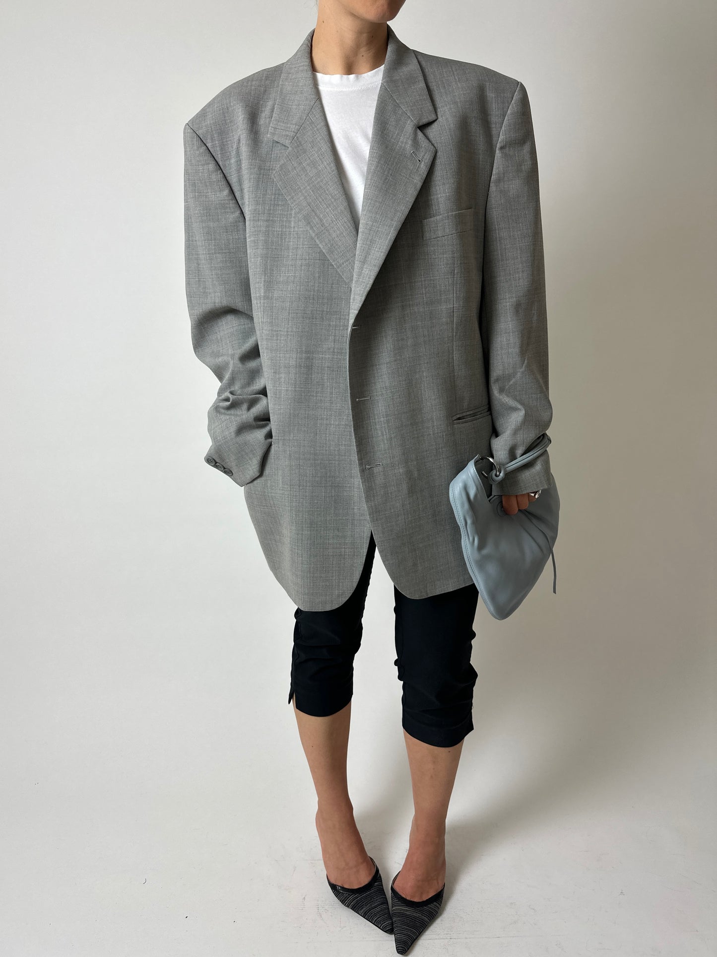 Oversized wool blend blazer | Grey
