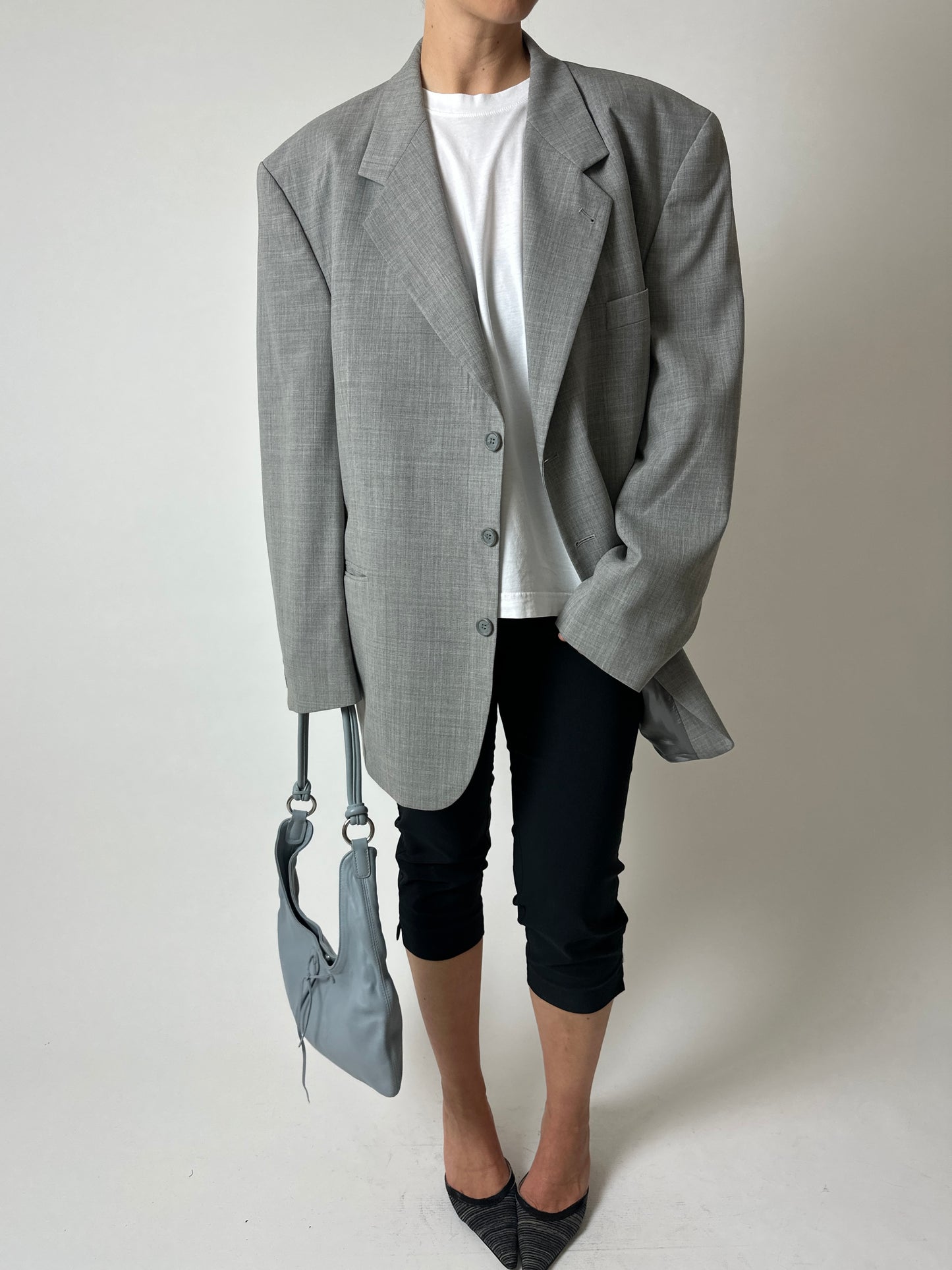 Oversized wool blend blazer | Grey