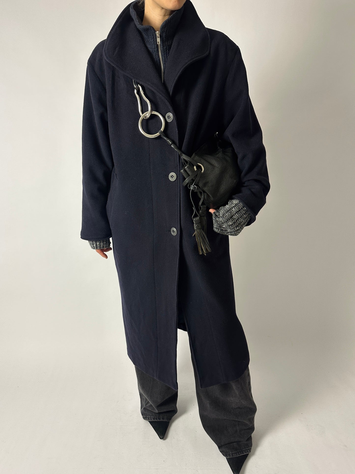 Long wool coat | Dark blue