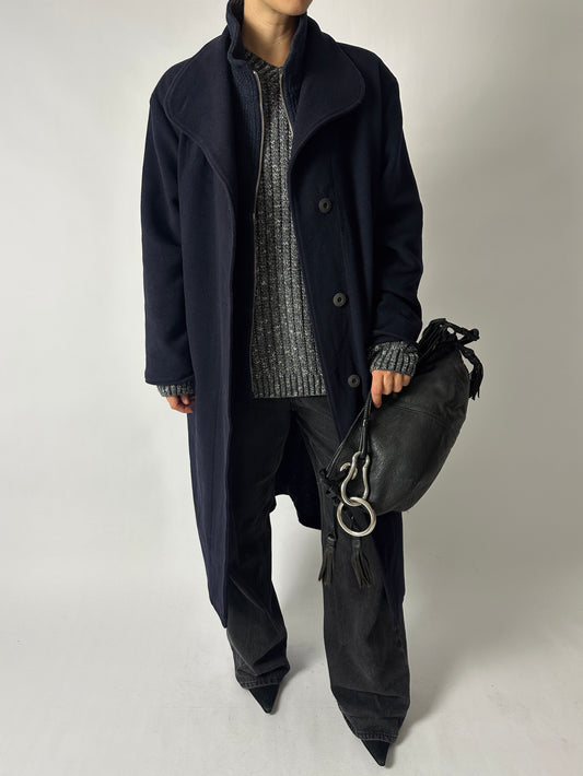 Long wool coat | Dark blue