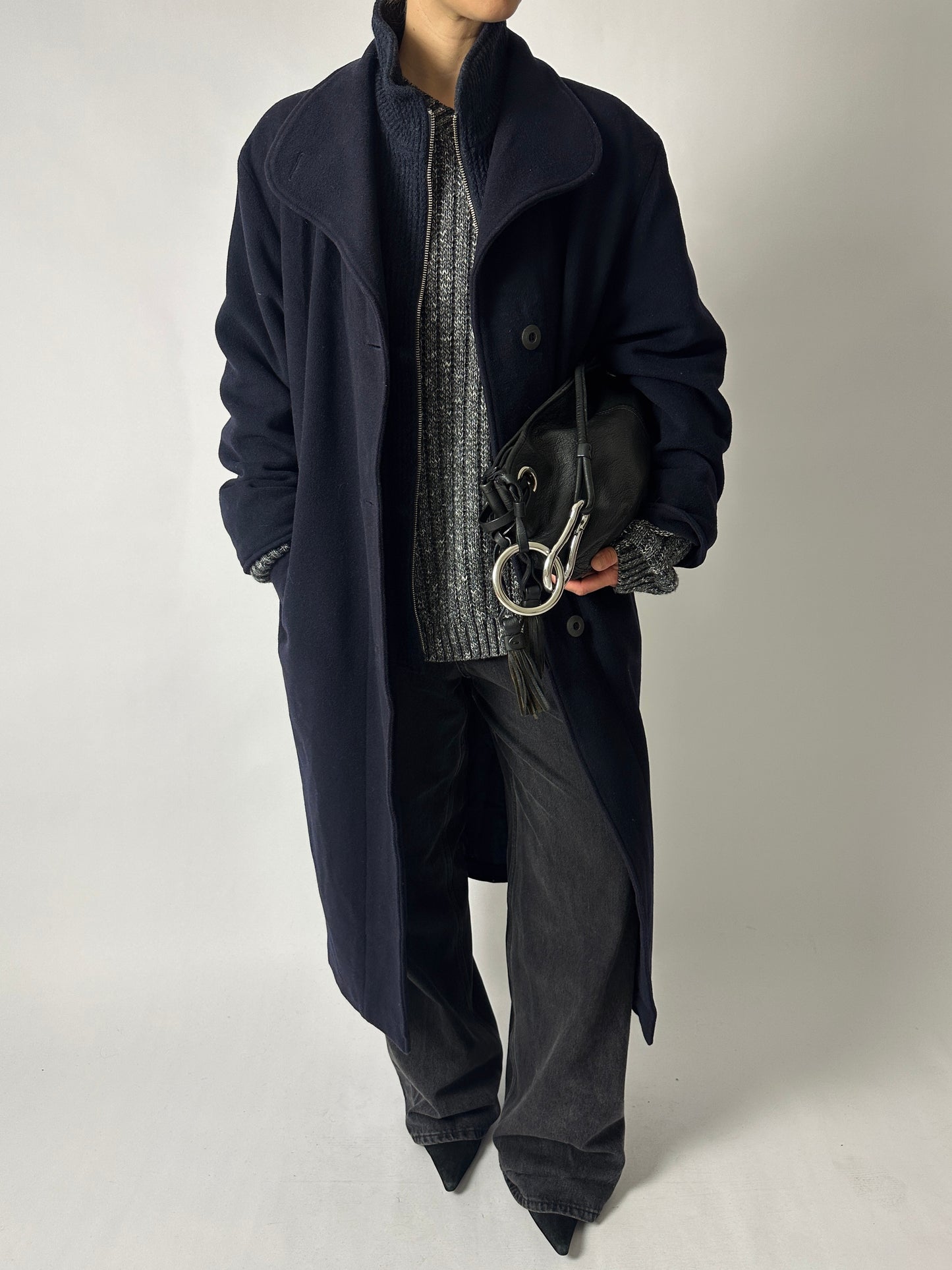 Long wool coat | Dark blue