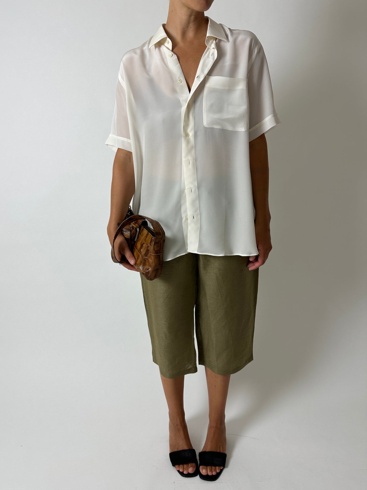 Oversized silk shirt | Off white
