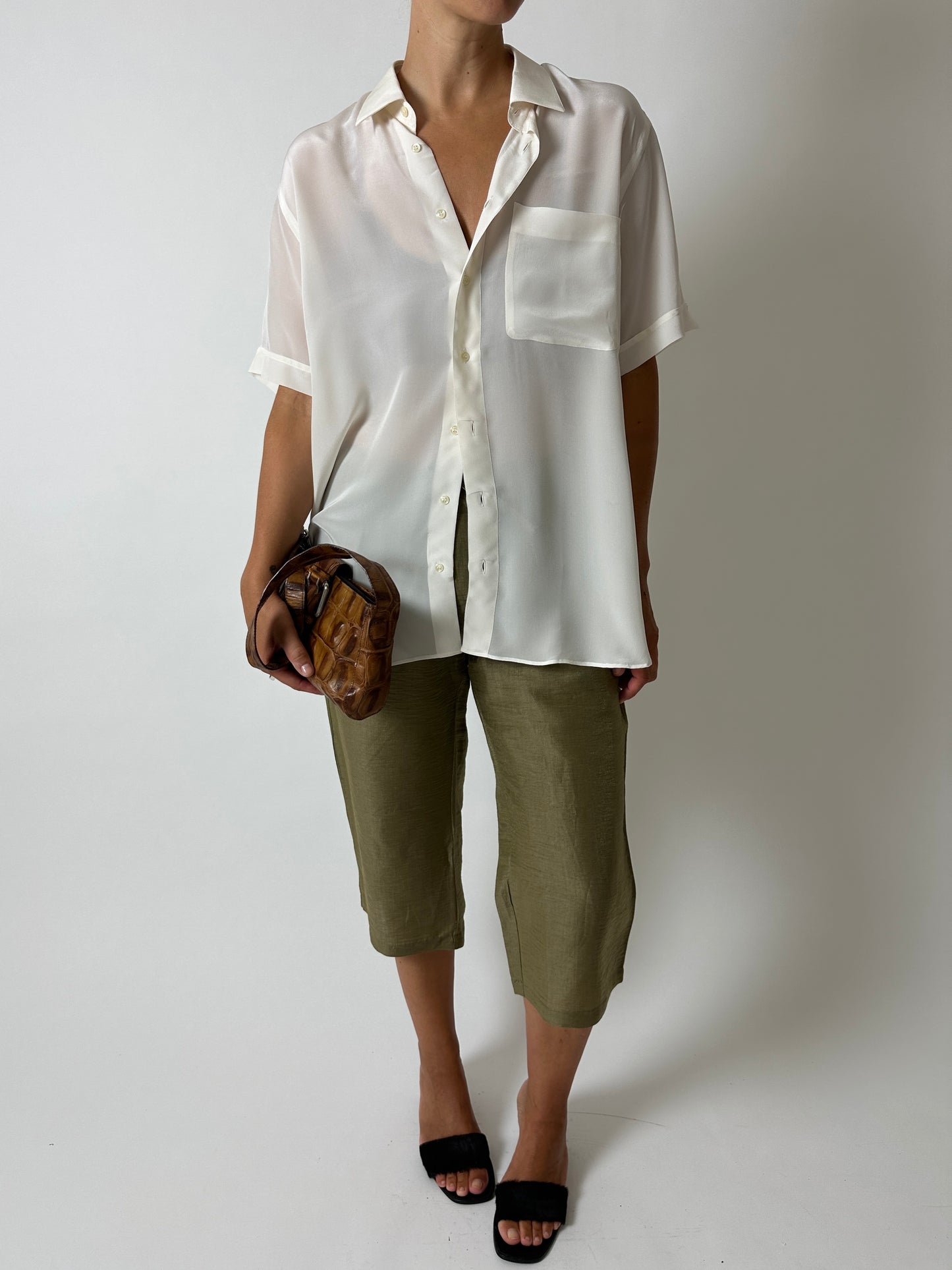 Oversized silk shirt | Off white