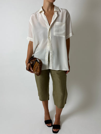 Oversized silk shirt | Off white