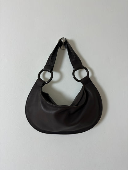 Leather shoulder bag | Dark brown