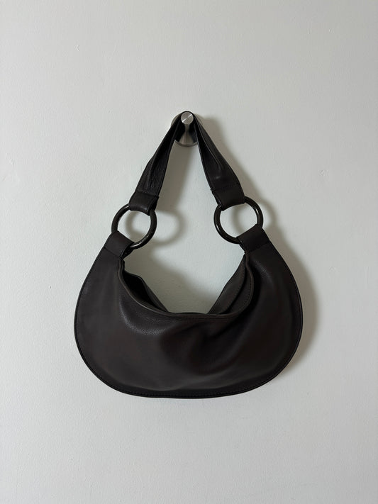 Leather shoulder bag | Dark brown