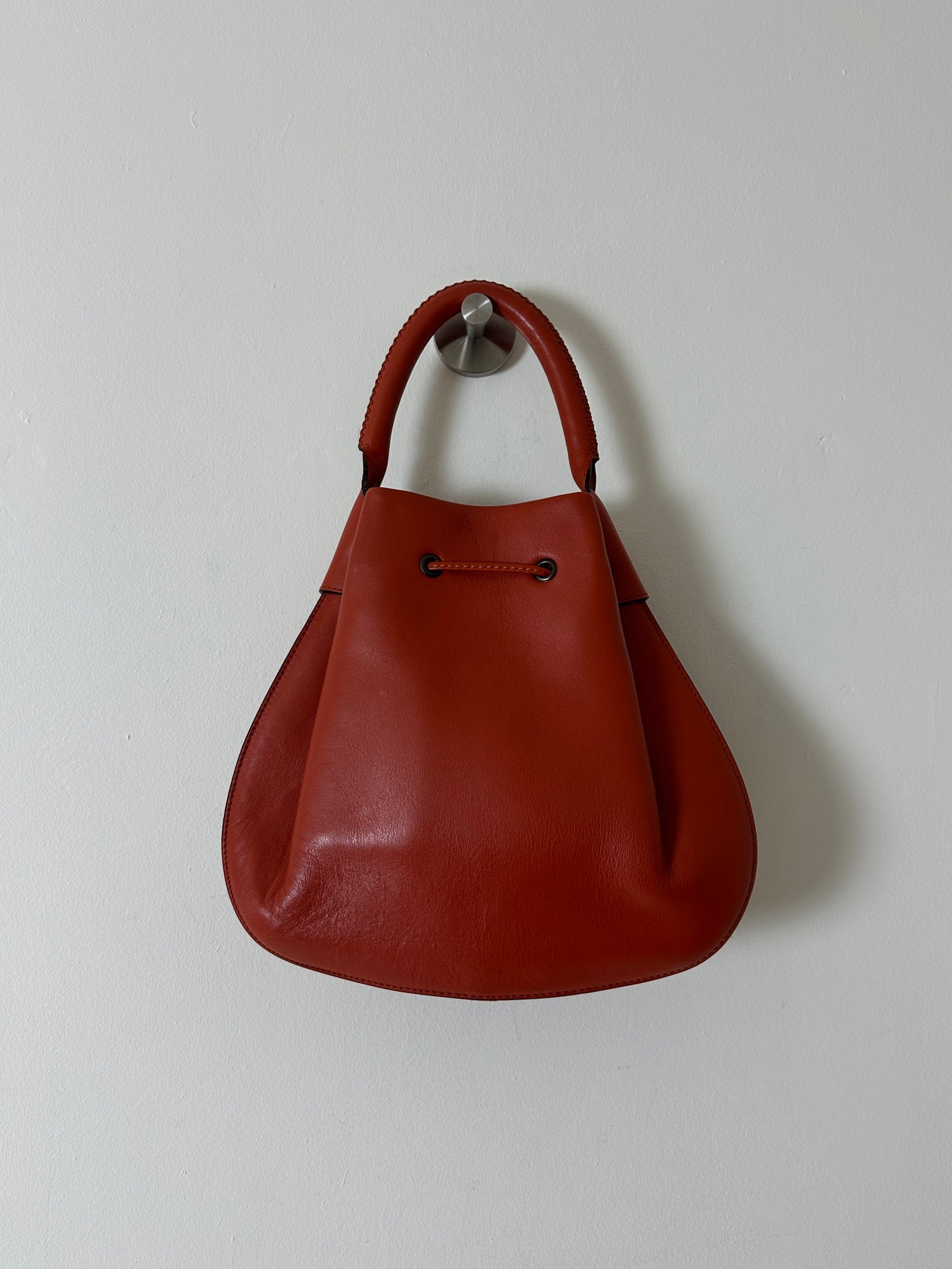 Leather hand bag | Deep orange