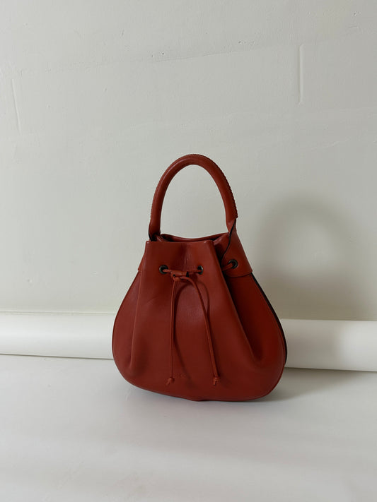 Leather hand bag | Deep orange