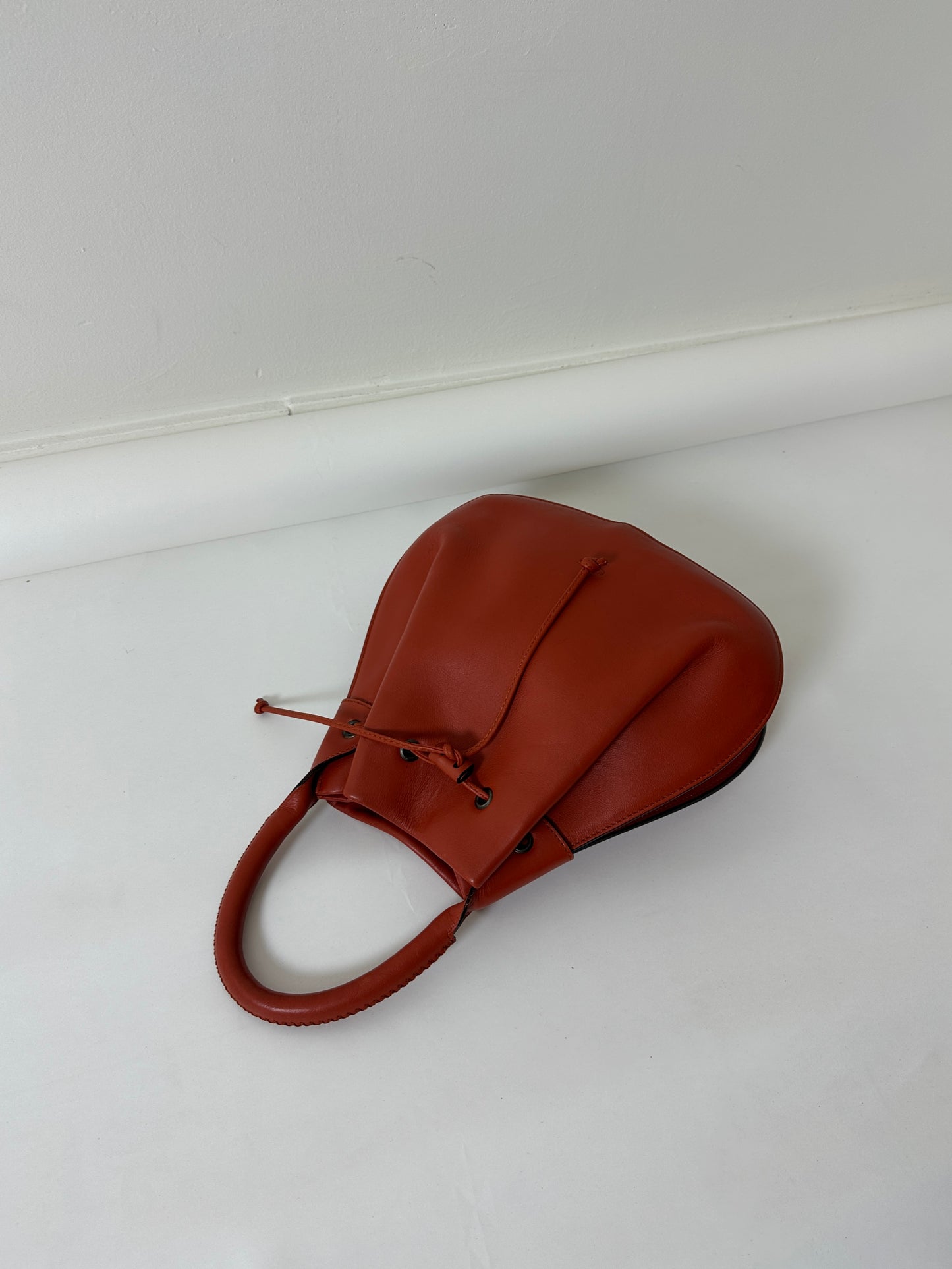 Leather hand bag | Deep orange